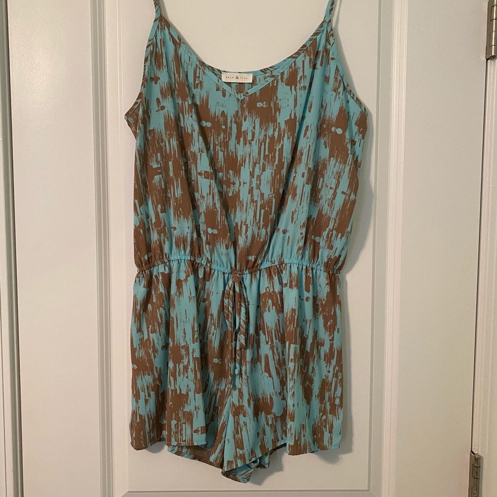 Aqua and brown romper